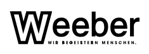 Logo mit dem Text Weeber in fettgedruckter Schrift. Darunter steht der Slogan WIR BEGEISTERN MENSCHEN in Großbuchstaben.