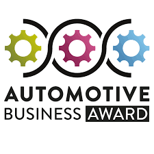 Das Bild zeigt das Logo des Automotive Business Award. Es besteht aus drei ineinandergreifenden Zahnrädern in den Farben Grün, Pink und Blau. Unter den Zahnrädern steht der Text AUTOMOTIVE BUSINESS AWARD.